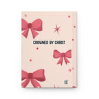 Loved by God / Crowned by Christ Hardcover Journal — Christian Gift Notebook with Pink Bow Design