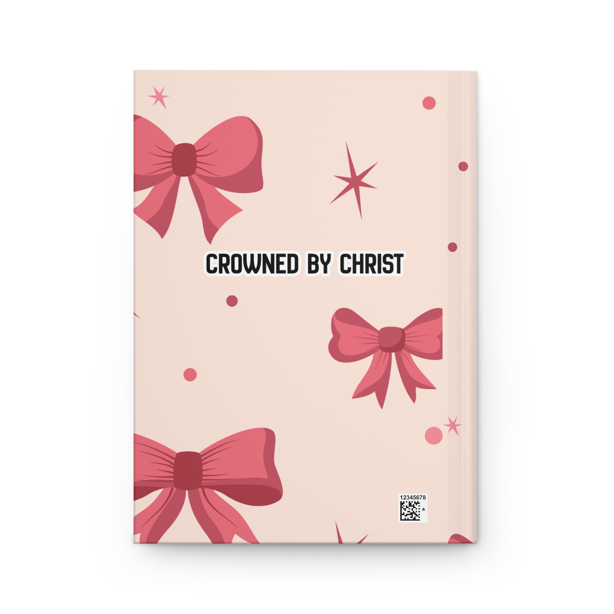 Loved by God / Crowned by Christ Hardcover Journal — Christian Gift Notebook with Pink Bow Design